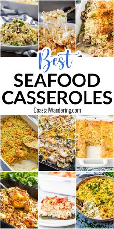 seafood casserole collage with the words best seafood casseroles