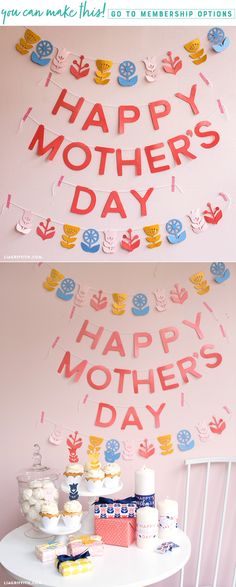 a mother's day party with cupcakes and cake