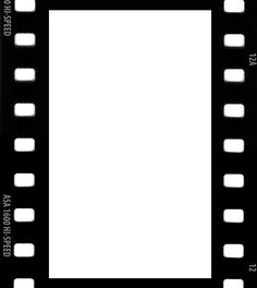 a black and white film strip with some small squares on the bottom one is empty