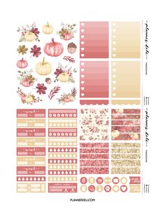 planner stickers with fall decorations and pumpkins