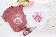 two t - shirts with the words bride to be on them