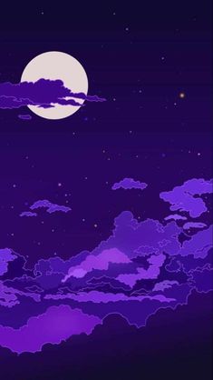 the night sky is full of purple clouds