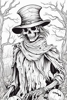 Greyscale Coloring Page scarecrow Adult & Kids Printable free Horror Coloring Pages Free Printable, Joker Coloring Pages, Arkham Knight Scarecrow, Scarecrow Drawing, Scarecrow Painting, Batman Coloring, Scary Coloring Pages, Scarecrow Batman, Skull Drawings