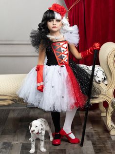 Girls Cruella Inspired Fashionista Tutu Dress Costume Cruella Deville Costume Kids, Dalmatian Puppy Costume, Girls Halloween Costumes For Kids, Girls Costume Ideas, Whimsical Halloween Tutu Party Dress, Pink Halloween Party Tutu Dress, Carnaval Kids, Black Costumes, Playful Halloween Party Tutu Dress