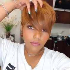 Pixie Cut Short Straight Brown Glueless Human Hair Wig Machine Made No Lace Wigs, #AD, ##Wigs, #Advertisement, #Lace, #Machine, #Wig Short Blonde Pixie Cut, Short Pixie Wigs, Short Cut Wigs, Black Hair Short Cuts, Stylish Short Hair, Short Sassy Hair, Short Hair Wigs, Sassy Hair, Pixie Cut Wig