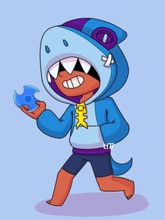 a cartoon character in a blue hoodie and shorts holding a piece of paper with his mouth open