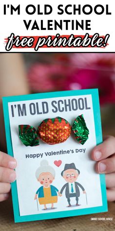 an old school valentine's day card with the text, i'm old school free printable