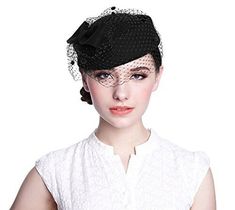 30 Days Return Policy Fast Delivery Trusted seller Pillbox Hat, Wedding Hat with Veil Vintage Bow Fascinator Hats for Women Product Description 100% Wool Hook and Loop closure The design of vintage pillbox hat: T are two little combs sewn on both of the inner sides to clip your hair and keep it in place for your like. Also t is a strap with velcro for adjusting hat if need.The bow tightly attach to the edge of pillbox hat. The stitched mesh full covers the pillbox hat. So t's no fear of it comin Bow Fascinator, Hat With Veil, Veiled Hats, Vintage Veils, Hat Wedding, Wedding Hat, Wedding Fascinators, Cat Woman Costume, Pillbox Hat