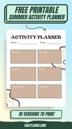 a printable summer activity planner for kids