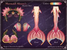 the mermaid aurora's costume is shown in pink and gold