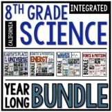 the 8th grade science year long bundle includes posters, books and an interactive lesson book