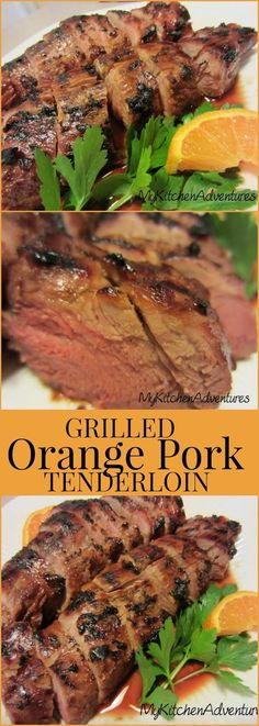 grilled orange pork tender on the grill