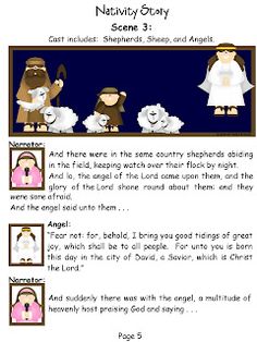 an activity sheet for children to learn how to read the nativity story with sheeps