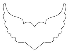 the outline of an angel's heart with wings on it, in black and white