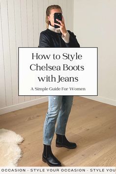 How to Wear Chelsea Boots with Jeans: A Guide For Women 2024 Black Chelsea Boots Outfit, Chelsea Boots With Jeans, Chelsea Boot Outfits Women, How To Style Chelsea Boots, Black Ankle Boots Outfit, Chunky Boots Outfit, Flat Chelsea Boots, Jeans Boots Outfit, Sweater And Jeans Outfit