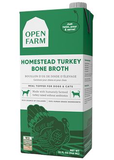 open farm bone broth for dogs and cats, 3 5 - ounce carton