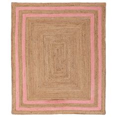 Rectangle Jute with Light Pink Border - Milagro Collective Victoria Terrace, Evil Lair, Scallop Rug, Zig Zag Rug, Fox Den, Jute Runner, Babe Cave, Pink Border, Jute Rugs