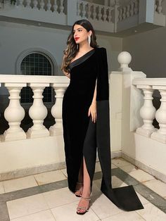 Black Velvet Evening Dresses One Shoulder Long Cape Sleeve Slit Women Prom Dress Party Wear Formal Gown on Storenvy Evening Dresses One Shoulder, Prom Dresses Long Black, Dress Party Wear, Velvet Evening Dress, Long Cape, Black Evening Gown, Satin Evening Dresses, Womens Prom Dresses, Black Prom Dress