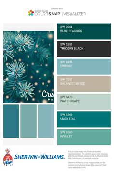 the color scheme for sheryln - williams's blue and green palettes