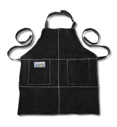 a black apron with two pockets on it