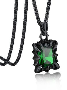 PRICES MAY VARY. 🖤 Design Conception: Vintage dragon claw catching a mysterious powerful stone. Different colored stone contains different magic, giving strength to the wearer. The whole necklace expresses the vintage gothic style, beautiful amulet jewelry for him/her. 🖤 Reliable Material: The green cubic zirconia is fancy-cutting, displaying the gentle green light, it represents good health, strength, hope. The pendant basis and chain are made with 316L stainless steel, no color-fading, durab Gothic Necklaces, Amulet Jewelry, Steel Dragon, Jewelry For Him, Punk Necklace, Gothic Pendant, Dragon Claw, Vintage Dragon, Vintage Goth