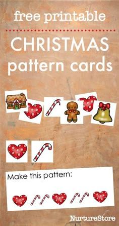 christmas pattern cards with gingerbreads, candy canes and candies on them