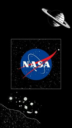 the nasa logo with saturn in the background