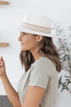 Step things up a notch by wearing this charming Ivory Boho Stripe Wide Brim Hat with all your favorite outfits! It's perfect to style with basics, graphic tees, and dresses. Fitted White Fedora For Spring, White Wide Brim Fedora For Spring, Chic White Fedora With Flat Brim, Chic White Flat Brim Fedora, Casual Fitted Cream Fedora, White Wide Brim Fedora For Day Out, Trendy White Hat For Fall, Casual White Hat For Fall, White Beach Hat For Fall