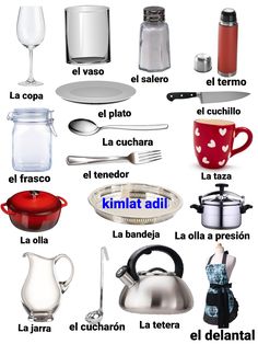 an image of kitchen utensils in spanish