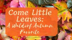 an orange sign that says come little leaves a welcome autumn favorite