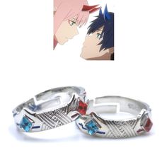 PRICES MAY VARY. Design inspiration: Anime Darling In The Franxx ，the beautiful love between ZERO TWO and HIRO.The ring's main body has two small horns, corresponding to the sharp horns on 02's head. The blue zircon is Hiro, who 02 is looking for Darling, and the red zircon is 02. The design of the ring perfectly depicts their bond. Adjustable circumference: 2.2-2.45inch. Material: S925 silver and zircon.Silver with a purity of 92.5% is the most difficult to vulcanize (not easily blackened). Wel Zero Two And Hiro, Save Wedding, Zero Two Cosplay, Princess Closet, Fashion Rings Silver, Cosplay Jewelry, Anime Jewelry, Anime Inspired Outfits, Anime Merchandise