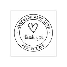 handmade with love sticker on a white background and the words thank you just for you