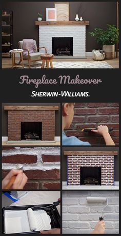 fireplace makeover with sherylin - williams's fireplace paint and brickwork