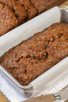 a loaf of banana bread in a pan