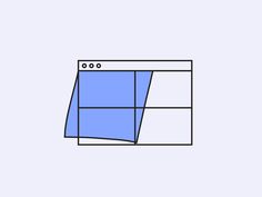 a blue and white drawing of a rectangle with the top section facing outwards