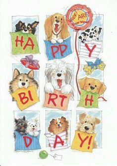 an image of happy birthday card with dogs