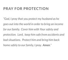 the words pray for protection written in white