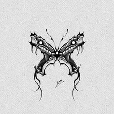 a black and white butterfly tattoo design