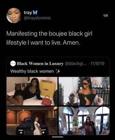 the tweet is posted on her twitter account with pictures of women in black outfits