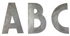 the word abc is made up of metal letters