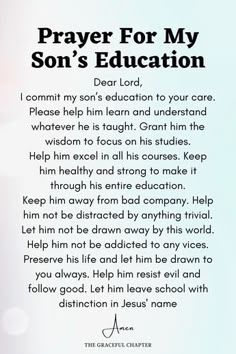 the prayer for my son's education