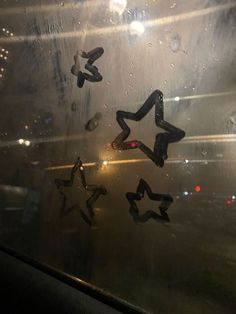 the stars are reflected in the wet window