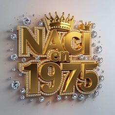 the logo for naci en 1970 is shown in gold with diamonds and jewels around it