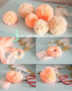 the steps to make tissue pom poms