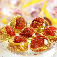 there are jelly candies on the glass plate