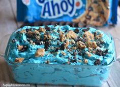 an ice cream dish with cookies and chocolate chips in it