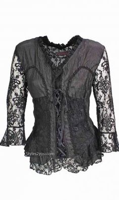 AP Jocelyn Blouse In Black Fitted Lace Trim Corset For Parties, Elegant Lace Stretch Corset, Evening Tops With Lace Sleeves And Stretch, Fitted Top With Lace Sleeves For Night Out, Stretch Tops With Lace Sleeves For Evening, Fitted Lace Patchwork Corset For Party, Fitted Party Corset With Lace Patchwork, Lace Fitted Corset For Alternative Fashion, Fitted Lace Corset For Alternative Fashion