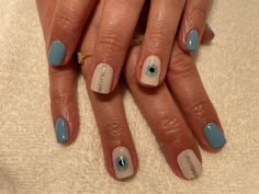 Evil Eye Nail Art, Evil Eye Nail, Quick Nail Art, Sheer Nails, Funky Nail Art, Romantic Nails