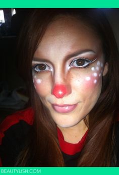 Merry Reindeer | Rebecca S.'s Photo | Beautylish Rudolph Makeup, Reindeer Makeup, Reindeer Party, Christmas Halloween Costumes, Christmas Makeup Simple, Christmas Party Makeup, Holiday Party Makeup, Christmas Face Painting, Reindeer Costume