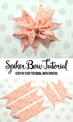 the instructions for how to make a paper bow with photoshopped and cut outs